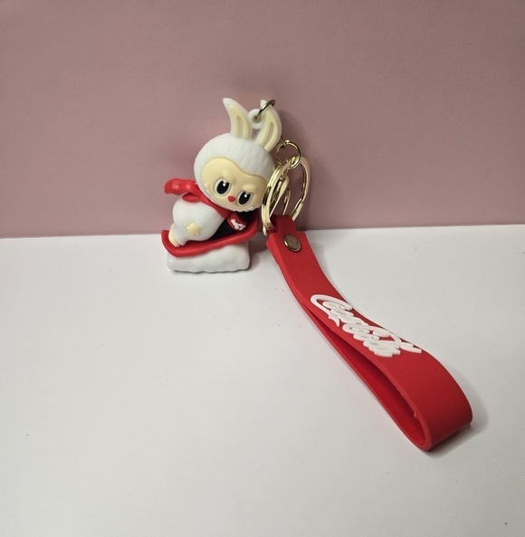 Coca Cola Accessories - Labubu x Coca-Cola Keychain-Kawaii Cartoon Vinyl Figure Charm